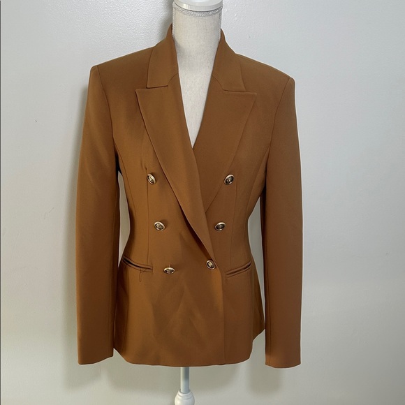 Zara Women's Double-Breasted Tan Blazer - Picture 1 of 6